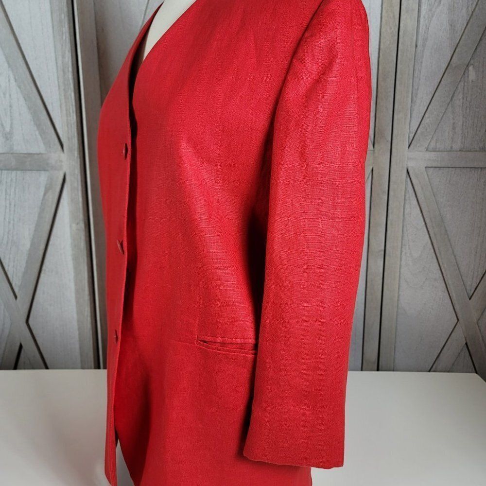 Moygashel 100% Linen - Fully Lined - Red Blazer. Made In Guatemala - Sz Small - Picture 3 of 16